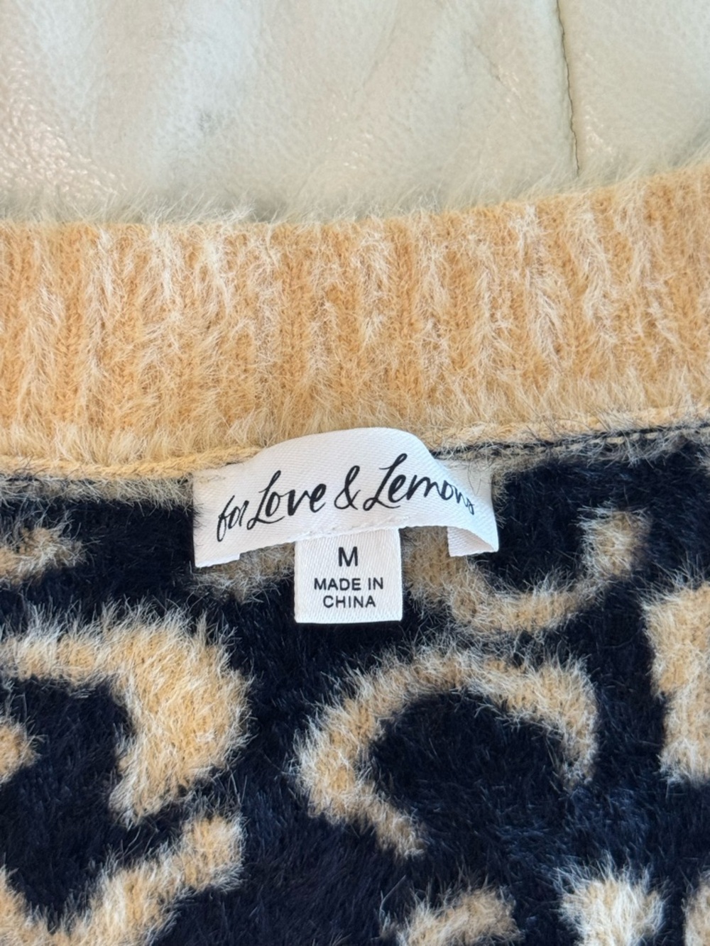 VS for Love & Lemons Beige/Black Fuzzy Leopard Cardigan - Picture 3 of 4